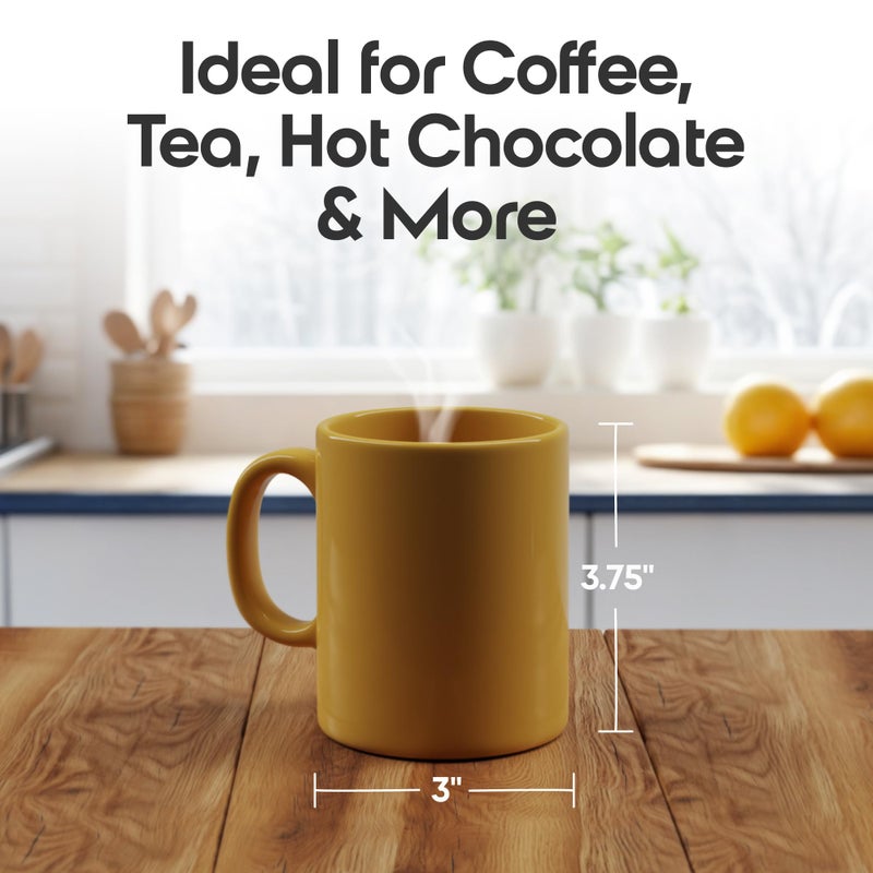 Omniware Teaz Cafe 11 oz Classic Mug, Set of 4 - Vintage-Inspired Stoneware Coffee Cups, Retro Diner Aesthetic, Rustic Drinkware, Dishwasher Safe, Ideal for Tea or Espresso (Gold) - Image 4